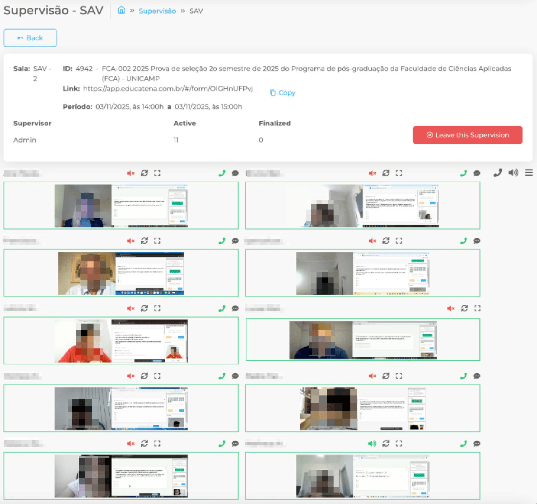 Supervisão Online de Provas - Educatena